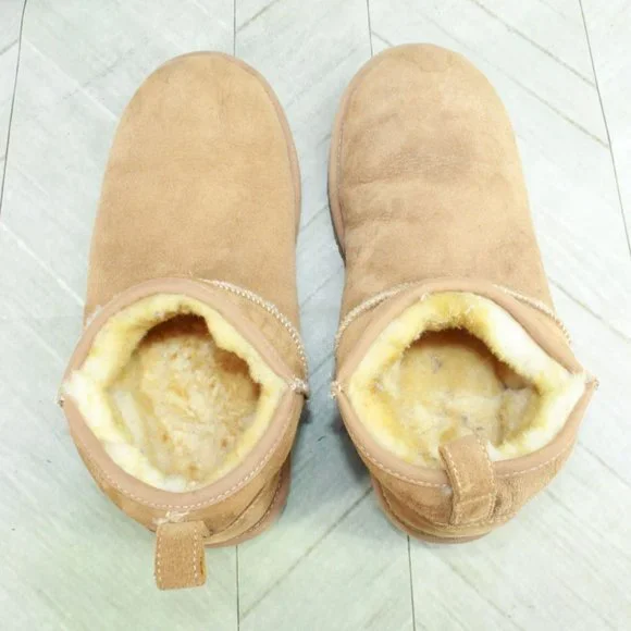 LL Bean Brown Suede Wicked Good Shearling Lined Slipper Ankle Boot Size 8 M - Picture 7 of 9